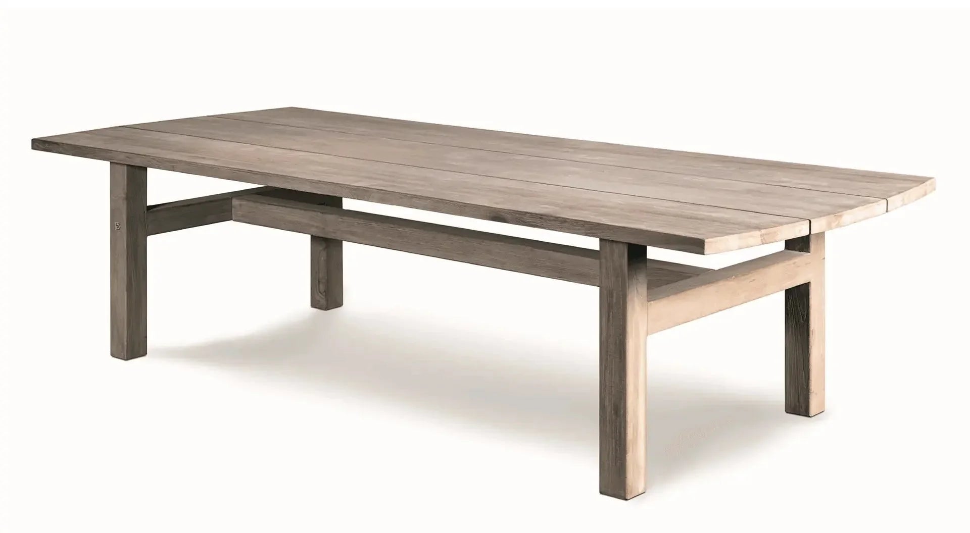 Esstisch ABE von Gommaire – rechteckiger Tisch aus recyceltem Teakholz mit natürlicher Oberfläche und modernem Design, ideal für Esszimmer oder überdachte Terrasse