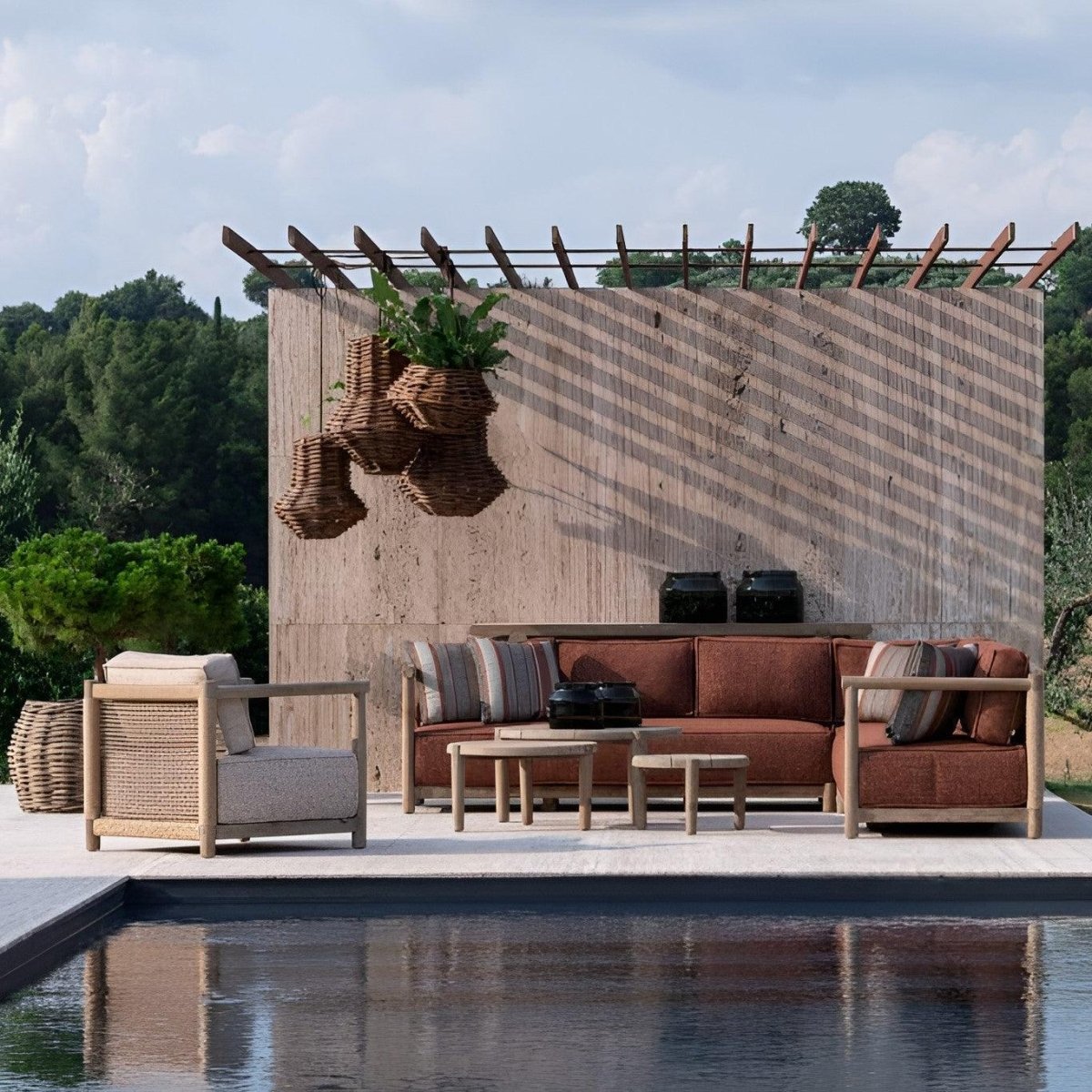 Gommaire - Gartensofa L Form MIEKE - G711-PE-NAT-KNELOUT-LUX19 | Homestorys