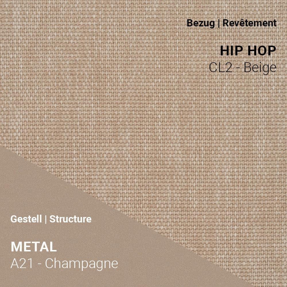 Stoff Hip Hop CL2 Beige kombiniert mit Metallgestell A21 in Champagne