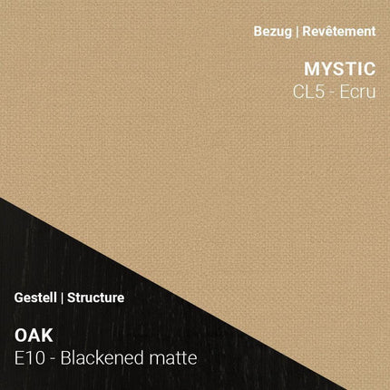 Mobitec Stuhl KNUT C0110 mit Stoff Mystic CL5 Ecru und Eiche Blackened Matte – weicher Naturton mit tiefem Holzkontrast