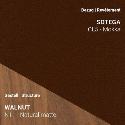 Stuhl KNUT C0214 mit Stoff Sotega Mokka und Nussbaum Natural – stilvolle Kombination mit Tiefe