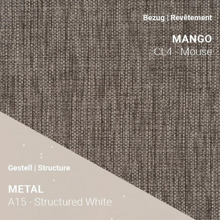 Designstuhl LOLA C3110 mit Bezug Mango CL4 Mouse und A15 Metal Structured White Gestell