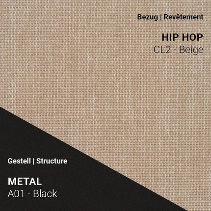 Mobitec LOLA C3510 in Hip Hop CL2 Beige mit A01 Metal Black – dezenter Naturton auf kontrastierendem Untergestell