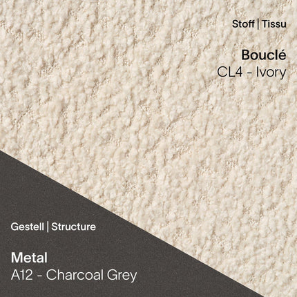 LOLA C4110 in Bouclé Ivory mit A12 Charcoal Grey – weiche Stoffstruktur in dezenter Ton-in-Ton-Optik