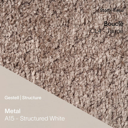 Stuhl LOLA C4212 in Bouclé Taupe mit A15 Structured White – zurückhaltend und dennoch modern