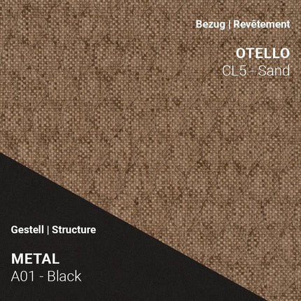 Mobitec Stuhl LOLA C4212 mit Otello CL5 Sand und A01 Metal Black – sanfter Naturton mit starkem Kontrast
