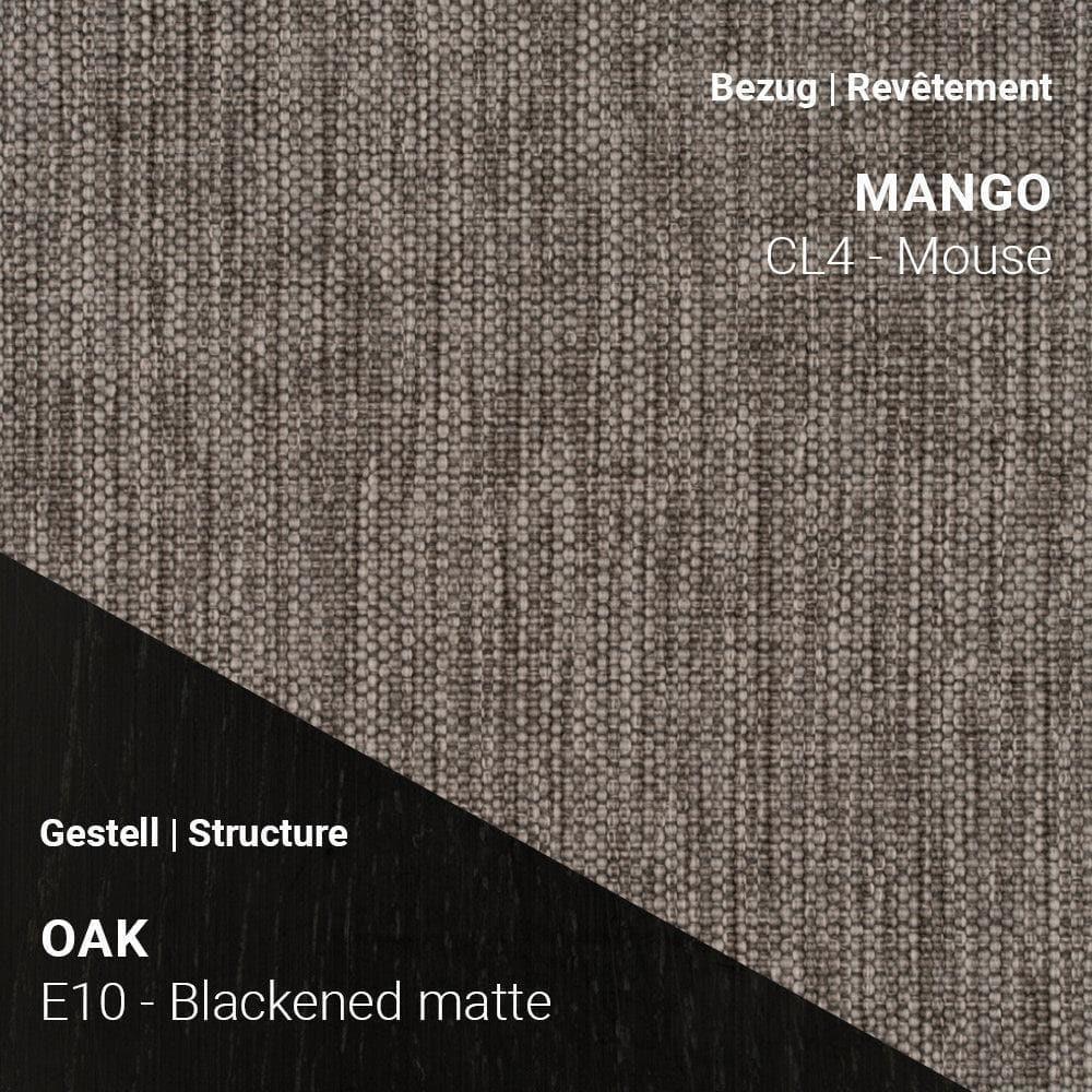 Mobitec Stuhl NEO C0452 mit Stoff Mango CL4 Mouse und Eiche Blackened Matte – warmer Grauton mit dunkler Struktur