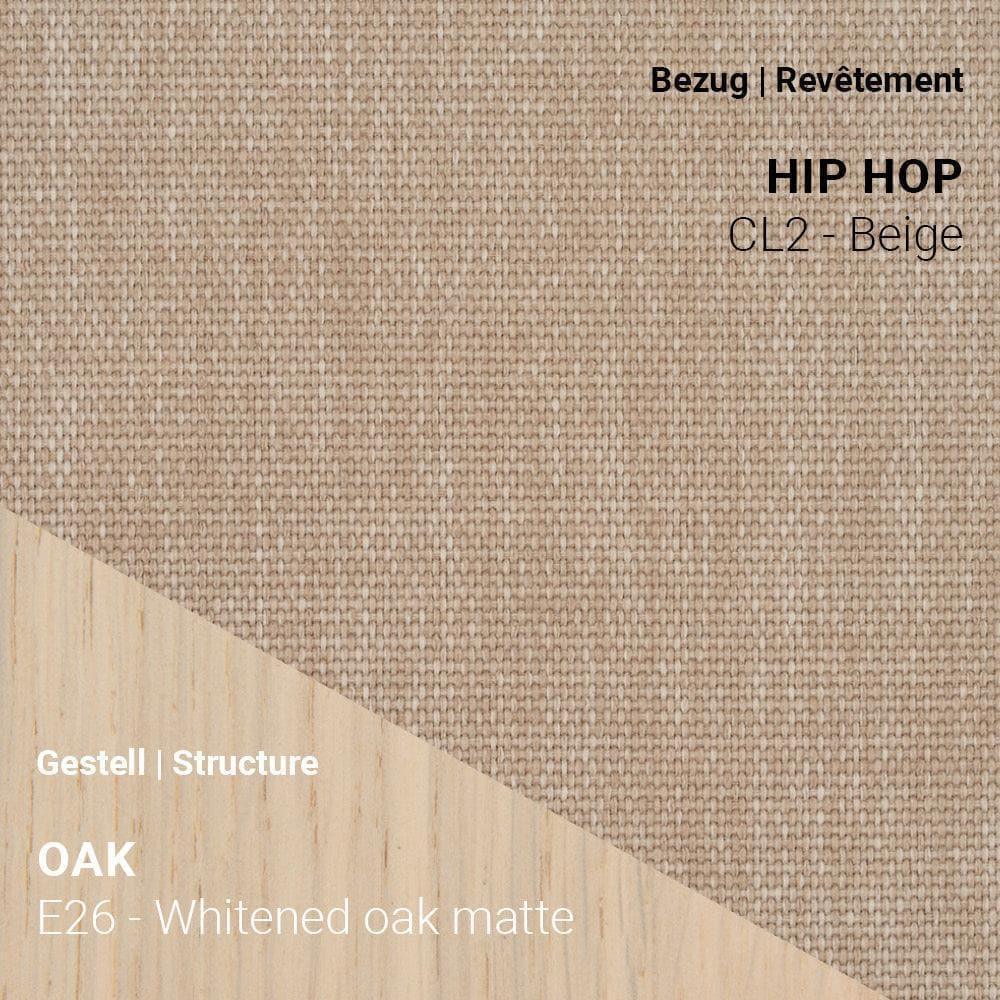 Hellbeiger Bezug Hip Hop CL2 kombiniert mit E26 Oak Whitened – nordisch & hell