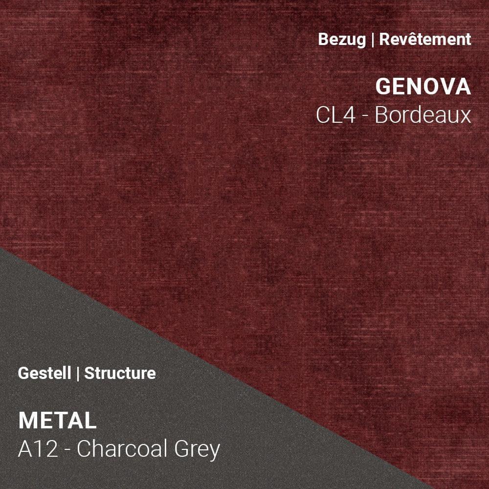 Genova CL4 Bordeaux auf PAMP C1010 kombiniert mit A12 Charcoal Grey Metallgestell