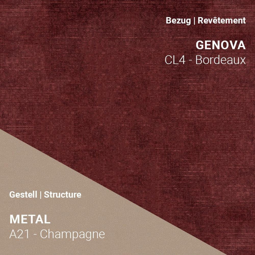 PAMP C1010 mit Bezug Genova CL4 Bordeaux auf edlem Metallgestell A21 in Champagne