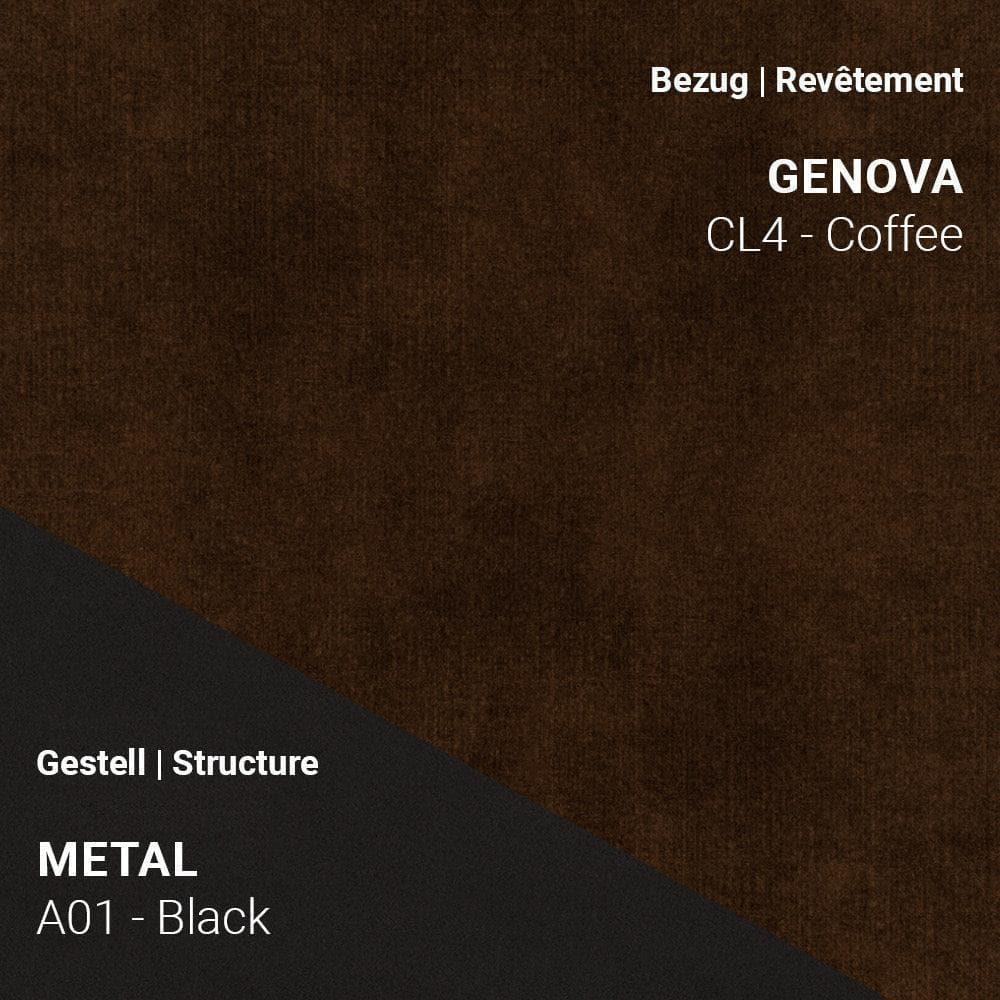 PAMP C1216 mit warmem, kaffeefarbenem Bezug und schwarzem Metallgestell A01