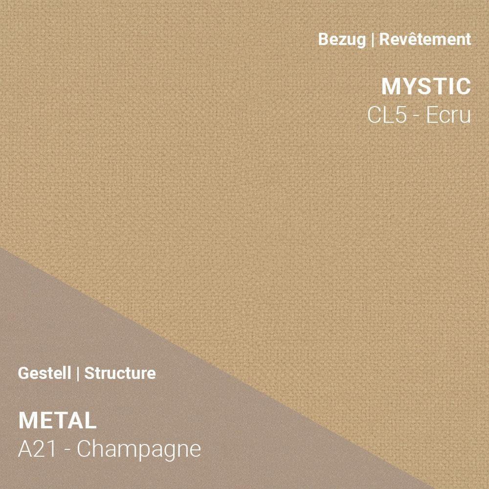 PAMP C1216 mit hellem Bezug Mystic CL5 Ecru und Metallgestell A21 in Champagne