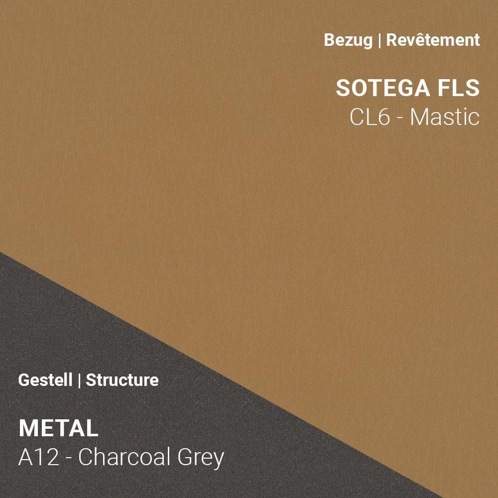 Stoff Sotega FLS CL6 Mastic kombiniert mit Metallgestell A12 in Charcoal Grey