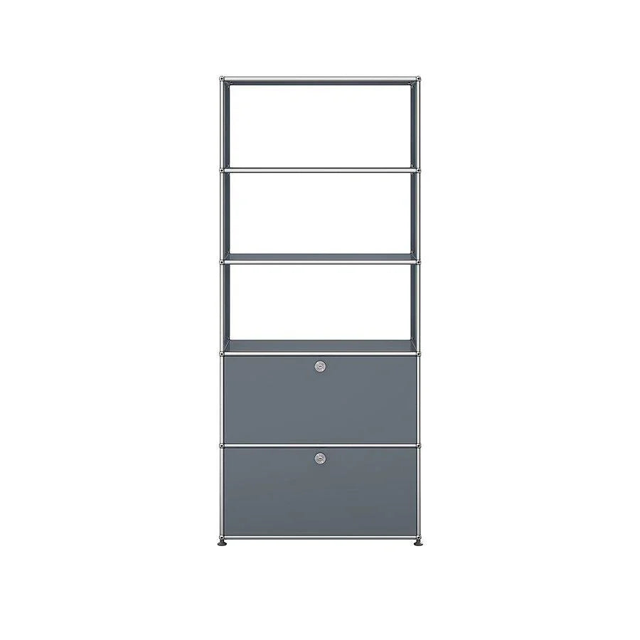 USM Haller Regal M24 in Mittelgrau – funktionales Büromöbel im Bauhaus-Stil für strukturierte Aufbewahrung und minimalistisches Raumdesign