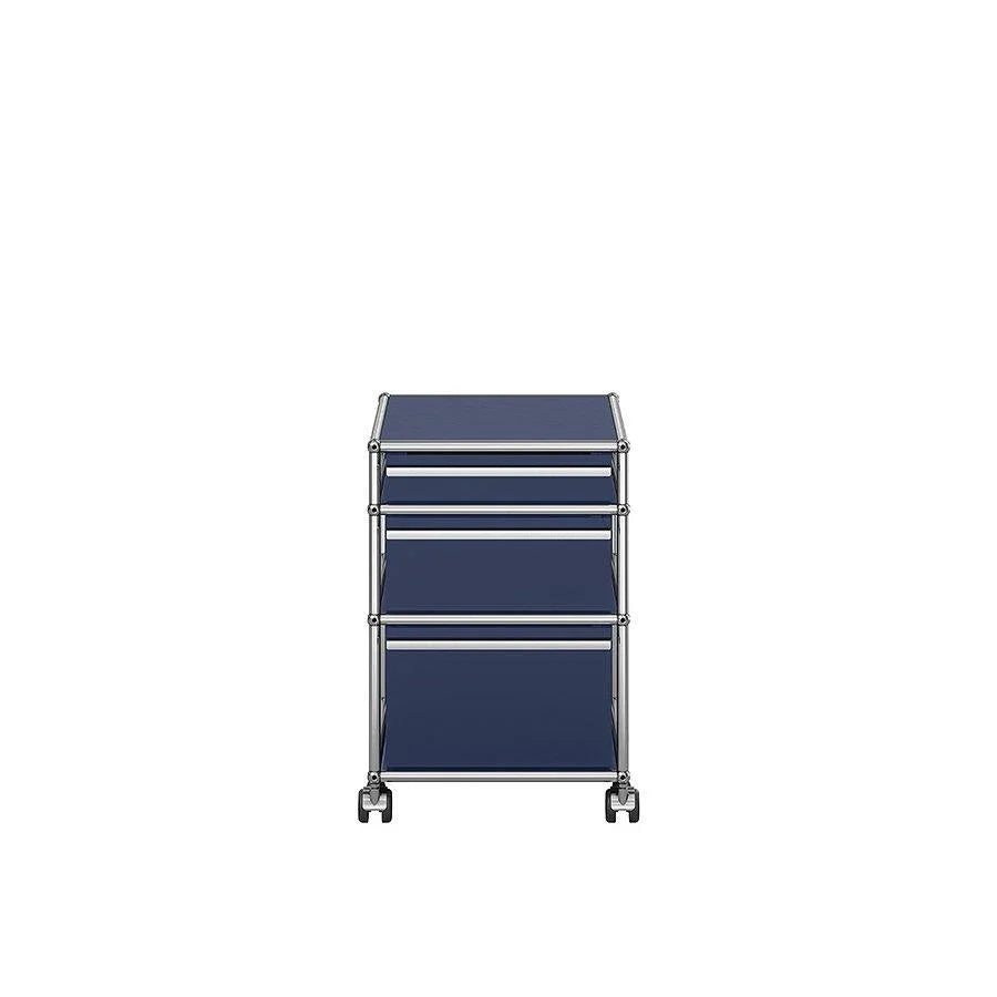 Stahlblauer USM Haller M63 Rollcontainer – modernes Designmöbel für dynamische Büros, Projektteams und kreative Raumgestaltung
