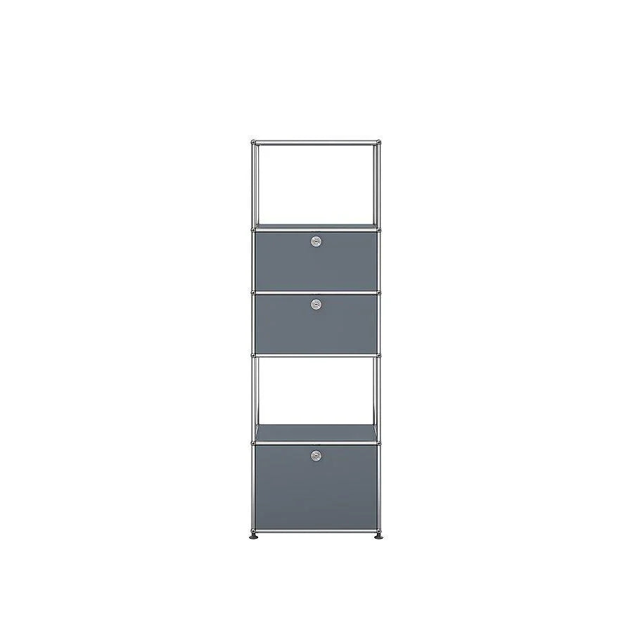 Systemregal M52 von USM in Mittelgrau – elegantes Designregal mit Stauraum für Akten, Bücher oder Technik in Büro, Empfang oder Loft
