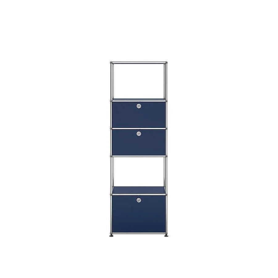USM Haller Regal M52 in Stahlblau – markantes Designregal für kreative Arbeitsbereiche, Wohnzimmer oder Empfangszonen mit farblichem Statement