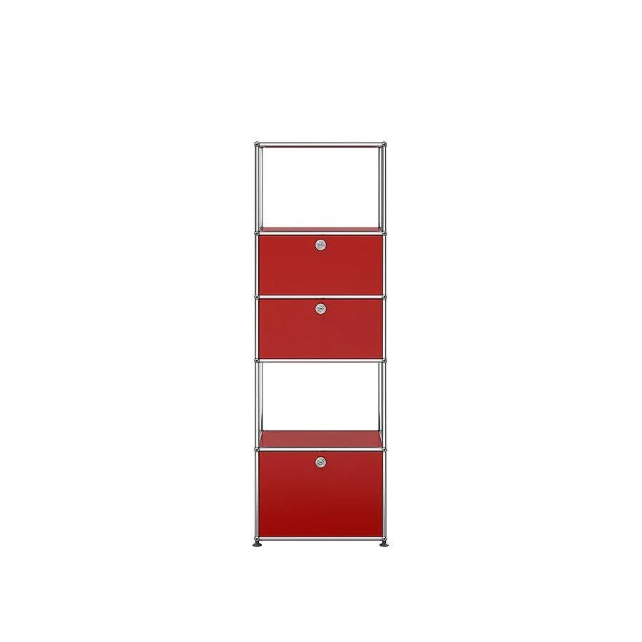 Regal M52 von USM Haller in USM Rubinrot – kräftiger Farbton trifft auf modulare Funktionalität, ideal für Stauraum und Präsentation in Büro oder Wohnen