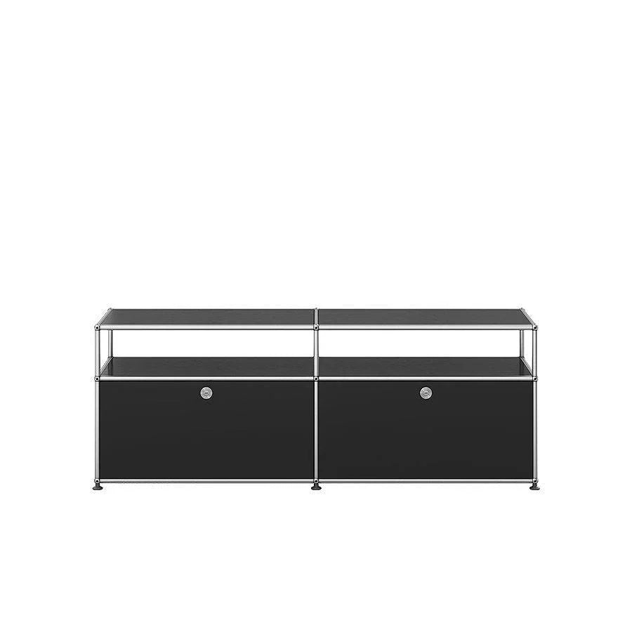 USM Haller Sideboard O2 in Graphitschwarz – modernes, tiefdunkles Designmöbel mit Industrial-Charakter für exklusive Interieurs und professionelle Arbeitsbereiche