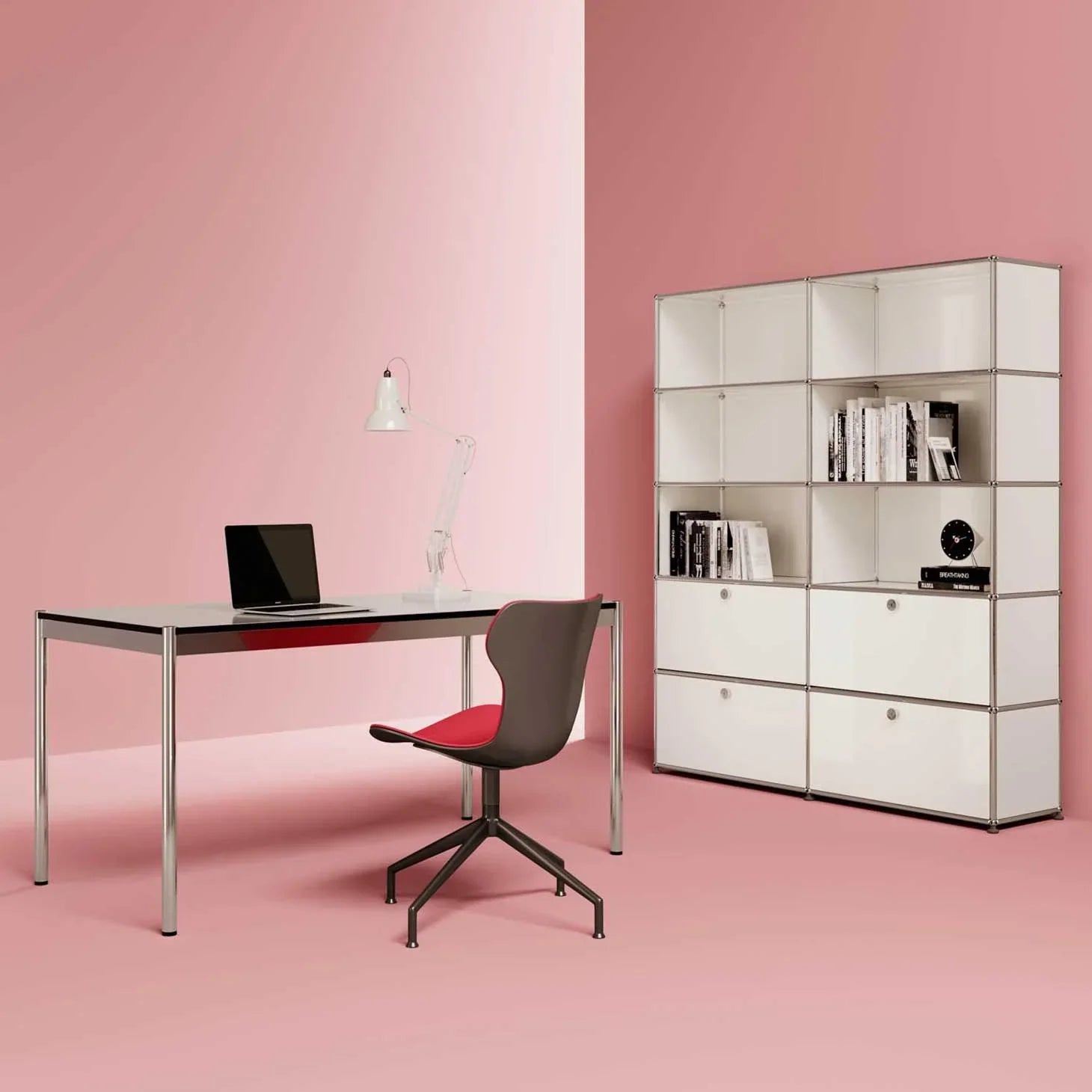 USM Haller Konferenztisch T59 in Fenix Bianco Kos – eleganter Design-Tisch in Weiß für lichtdurchflutete Büros und Besprechungszonen