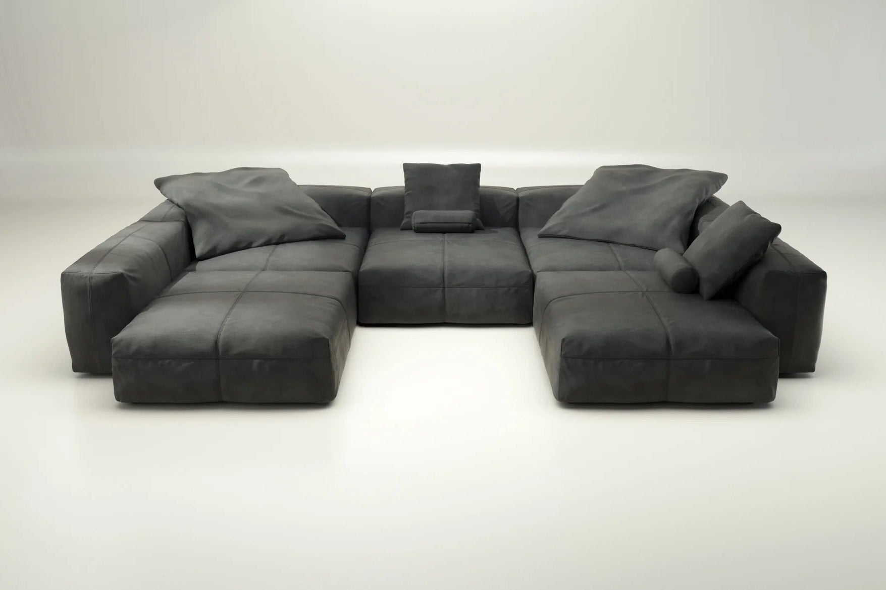 Echtleder Lounge-Sofa Set 06 in Dark Grey mit Kissen – stilvoller Komfort von Vetsak