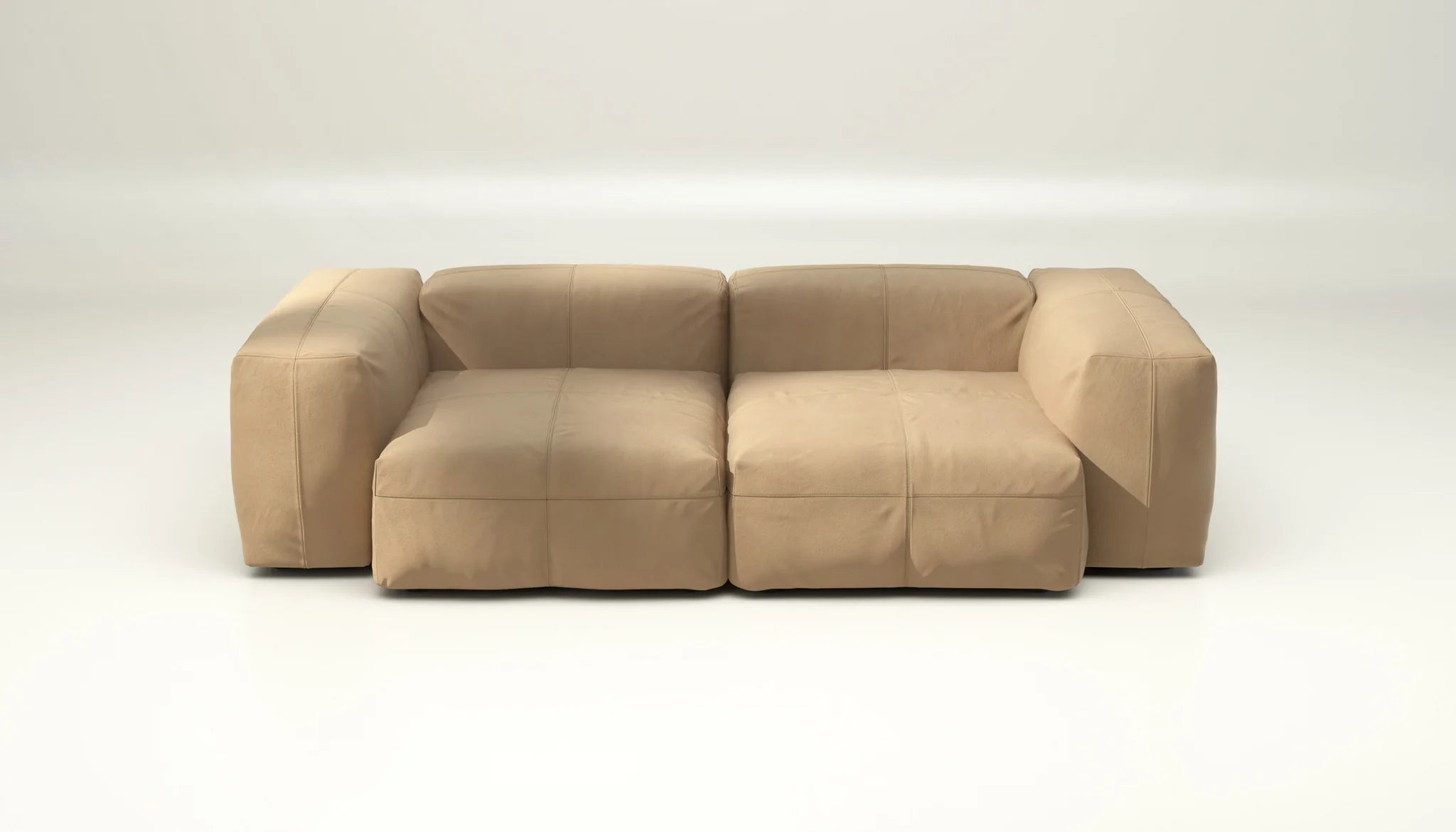 Sofa Vetsak SET 02 M Leder Beige – helles Modularsofa für minimalistische Wohnkonzepte