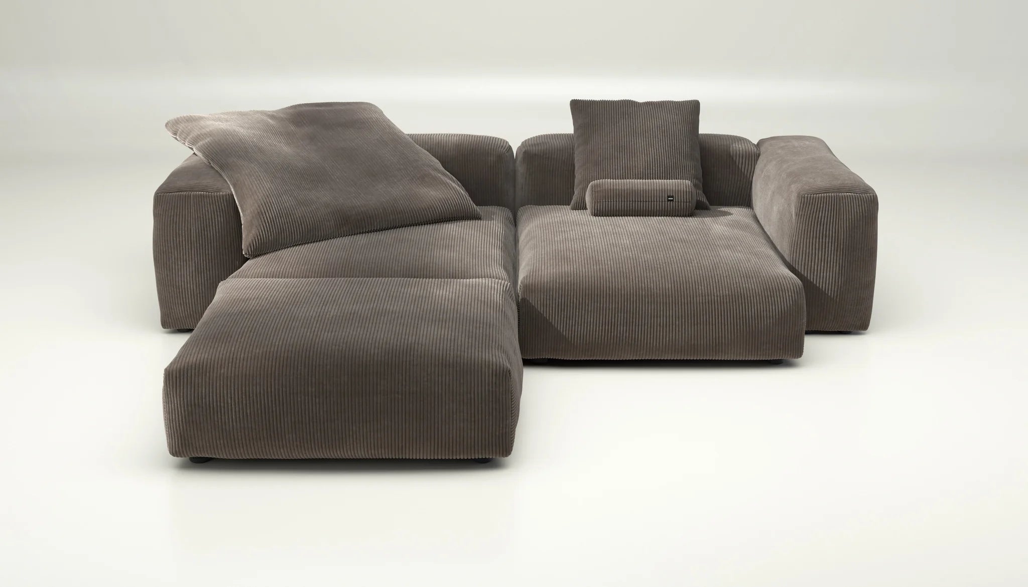 Vetsak Sofa SET 03 in Cord Velour Mocha mit Kissen – modulares Komfortsofa im Natur-Look