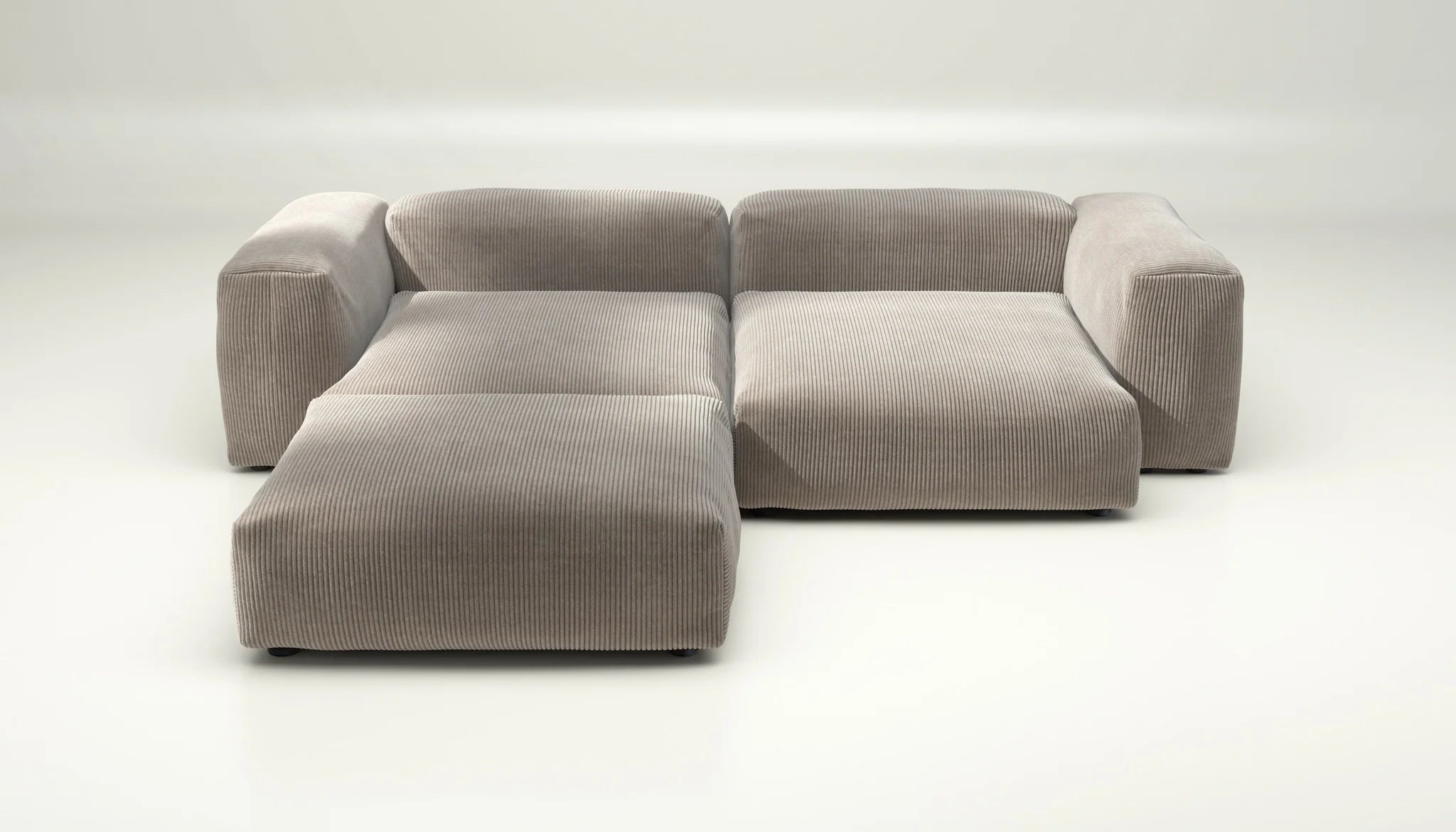 Modulares Sofa Vetsak SET 03 in Cord Velour Platinum – modernes Designsofa in hellgrauer Struktur für stilvolle Wohnräume