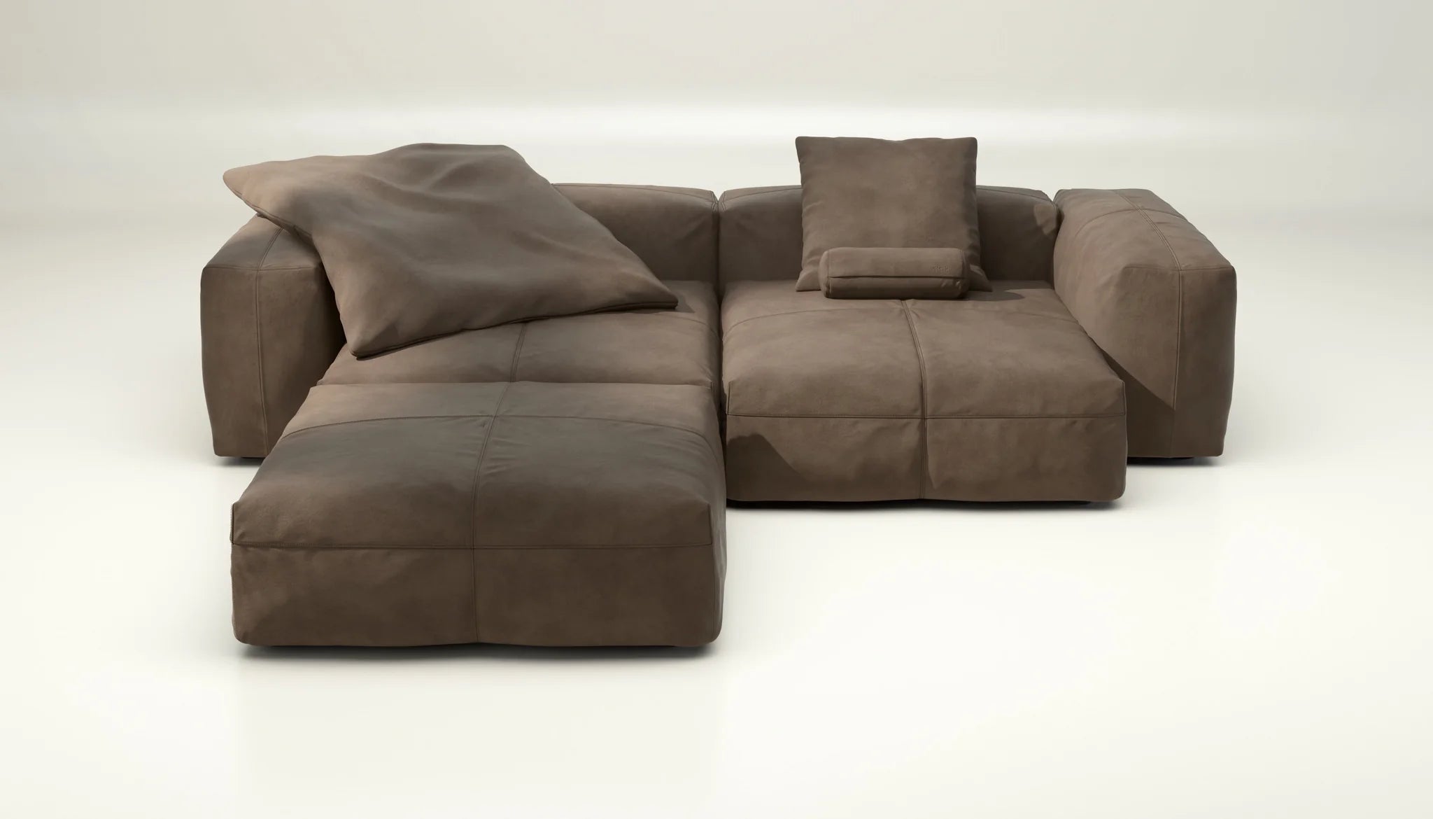 Sofa Cacao Leder mit Kissen – Vetsak SET 03 für stilvolle Wohnkonzepte