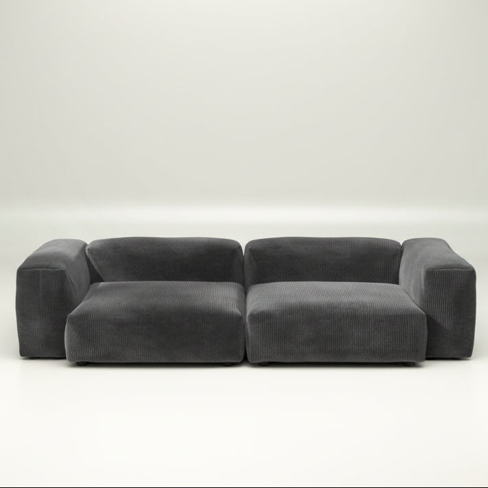 Größe L des modularen vetsak Sofas mit Cord Velour Dark Grey – klare Form, eleganter Ton