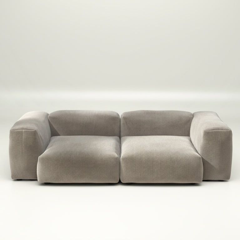 Modulares Sofa SET 02 von vetsak in Größe M mit Cord Velour in Platinum – weiche Oberfläche in hellgrauem Look
