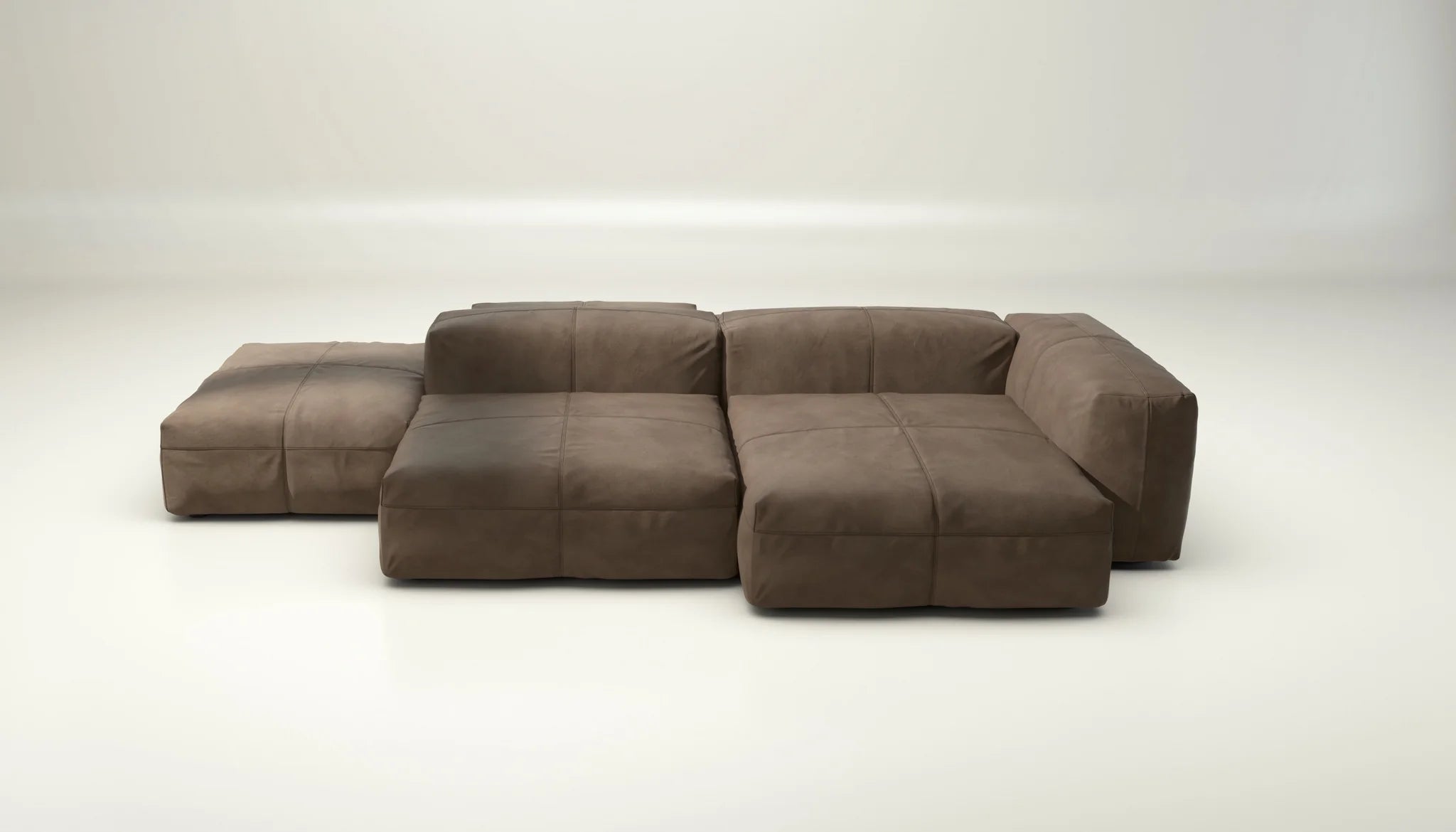 Vetsak Sofa Set 09 in Leder Cacao – tiefbraunes Ledersofa mit Charakter, ohne Kissen