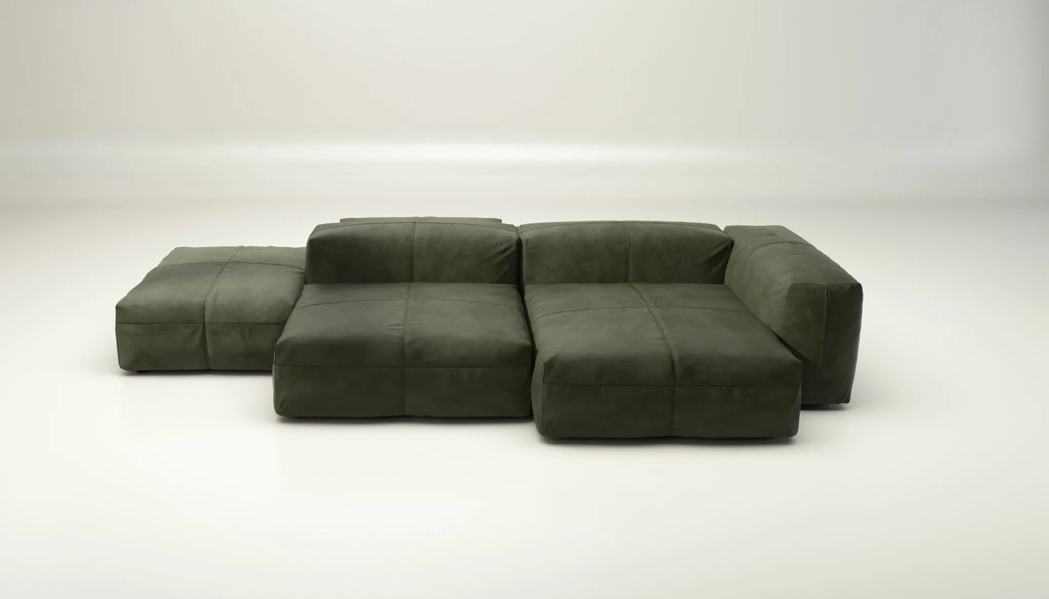 Vetsak Sofa Set 09 Leder Olive – einzigartiger Grünton für stilbewusste Räume, ohne Kissen