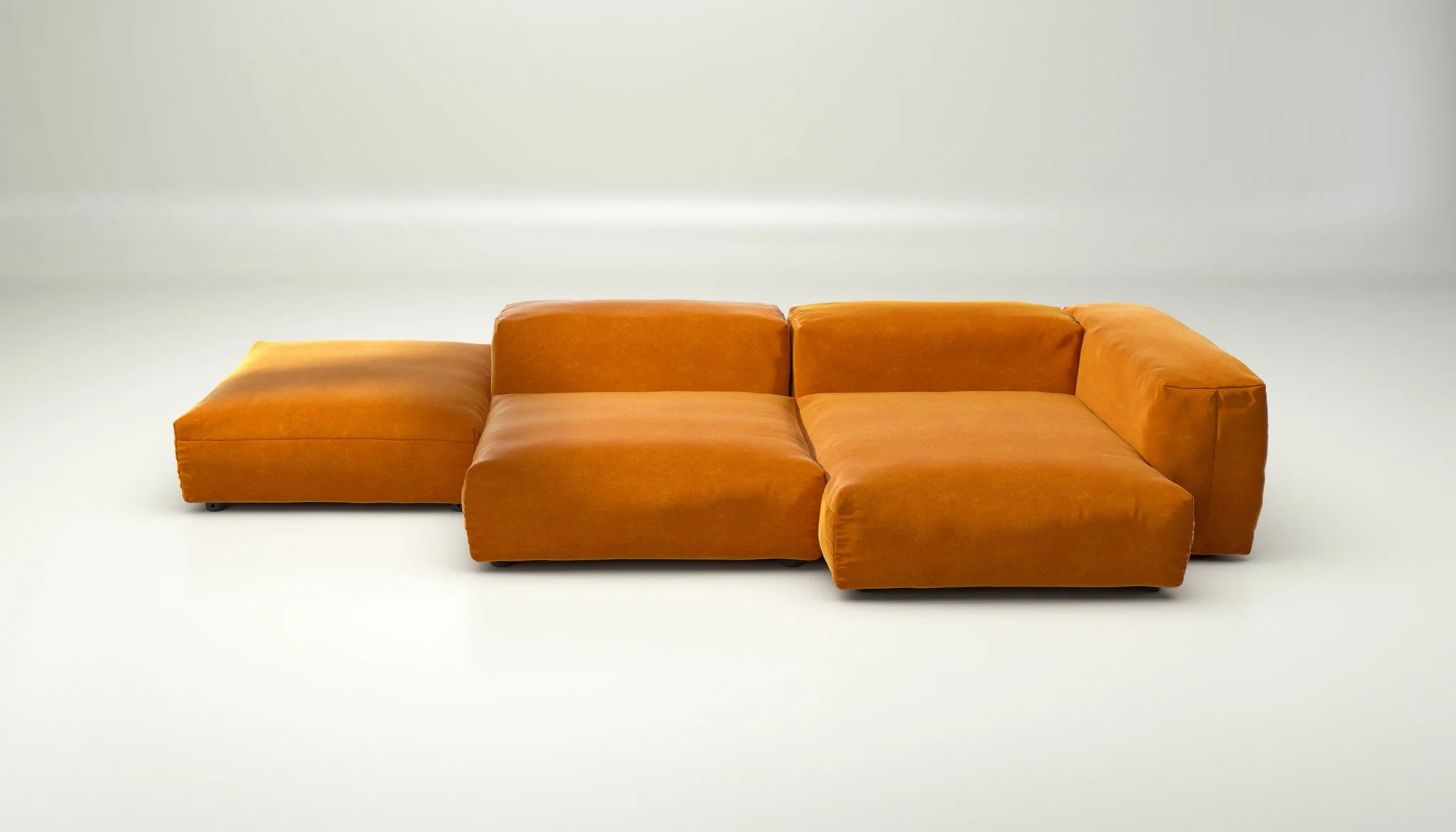 Sofa Set 09 Suave Orange Blaze – auffälliges Statement-Sofa in kräftigem Orange, ohne Kissen