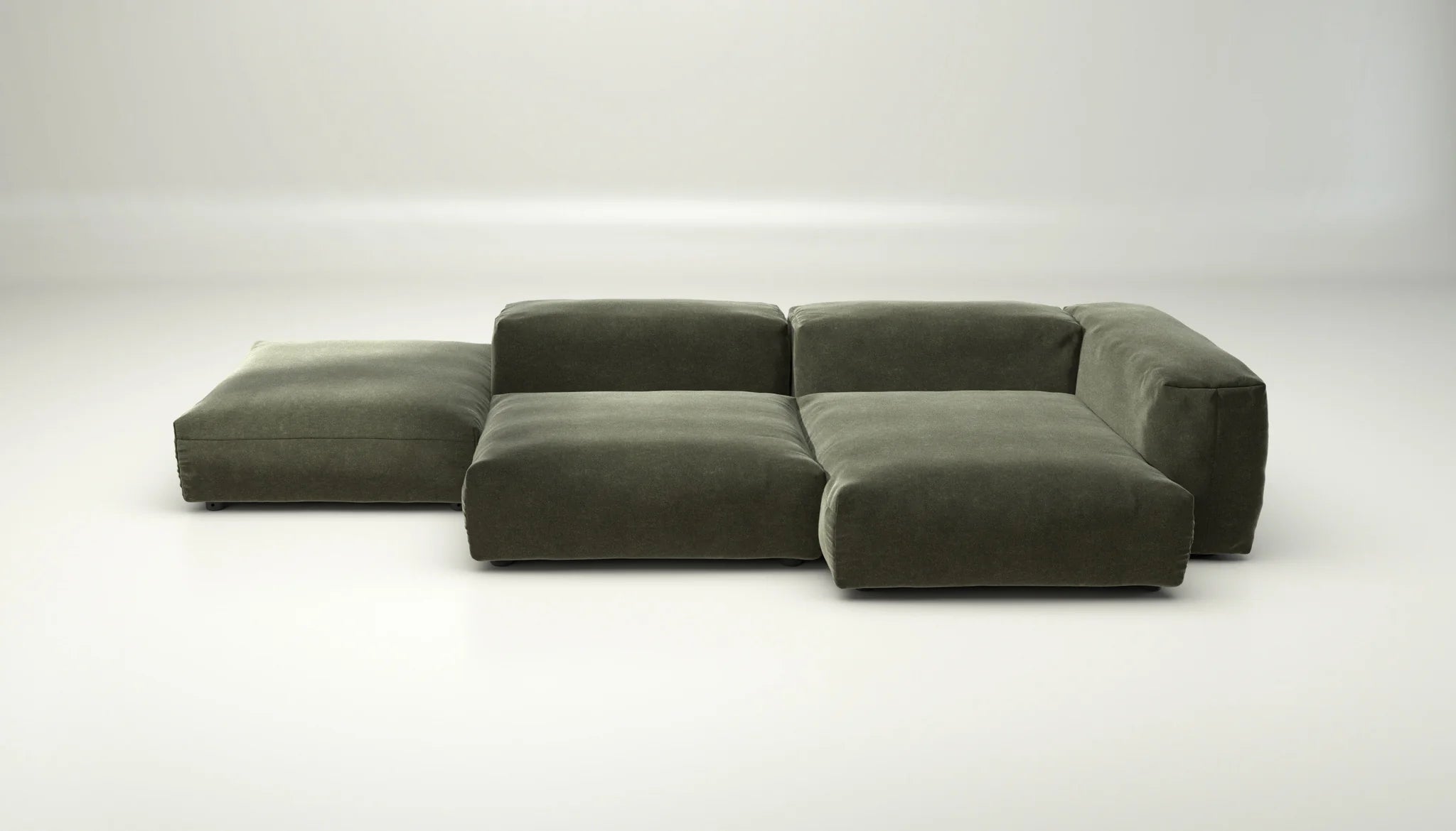 Modularsofa Set 09 von Vetsak in Suave Pine – sattes Grün, pure Gemütlichkeit ohne Kissen