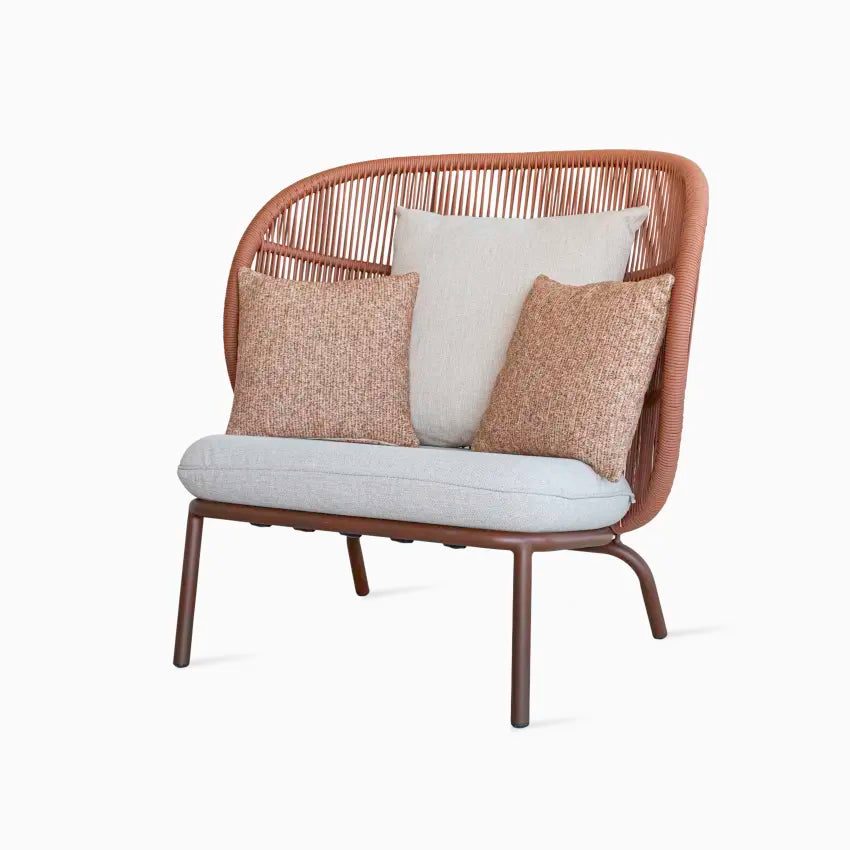 Vincent Sheppard KODO COCOON Gartensessel in Rust mit Polypropylenseil und Kissen
