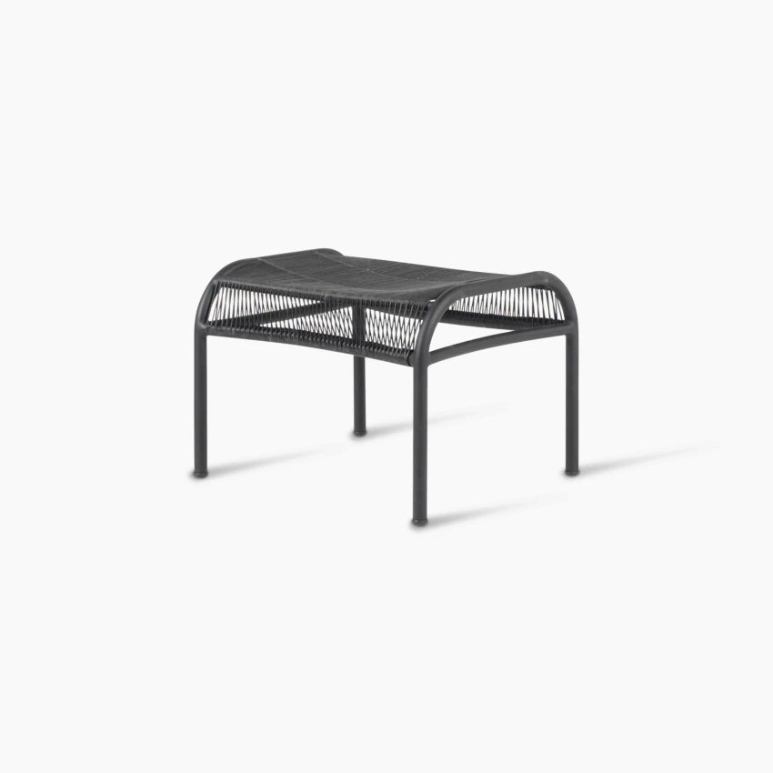 Vincent Sheppard LOOP Fußhocker mit Geflecht und Aluminiumrahmen in Schwarz