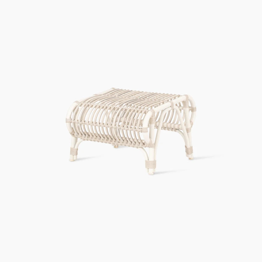 Vincent Sheppard LUCY Fußhocker Detail mit Aluminiumgestell und Geflecht