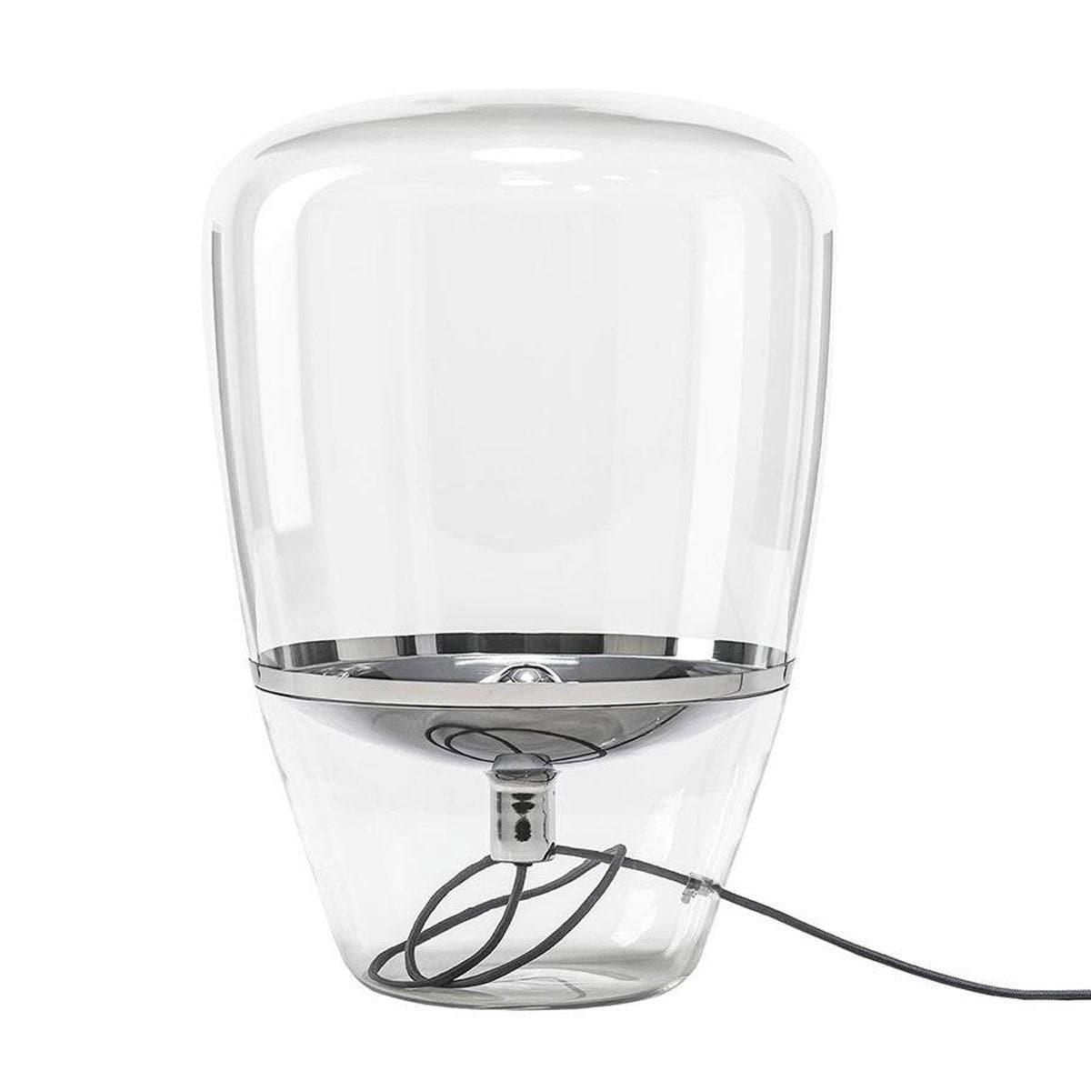 Tischlampe BALLOONS PC858 von Brokis mit transparentem Glas und Reflektor in Chrom Schwarz – minimalistisches Design mit schwebender Lichtwirkung
