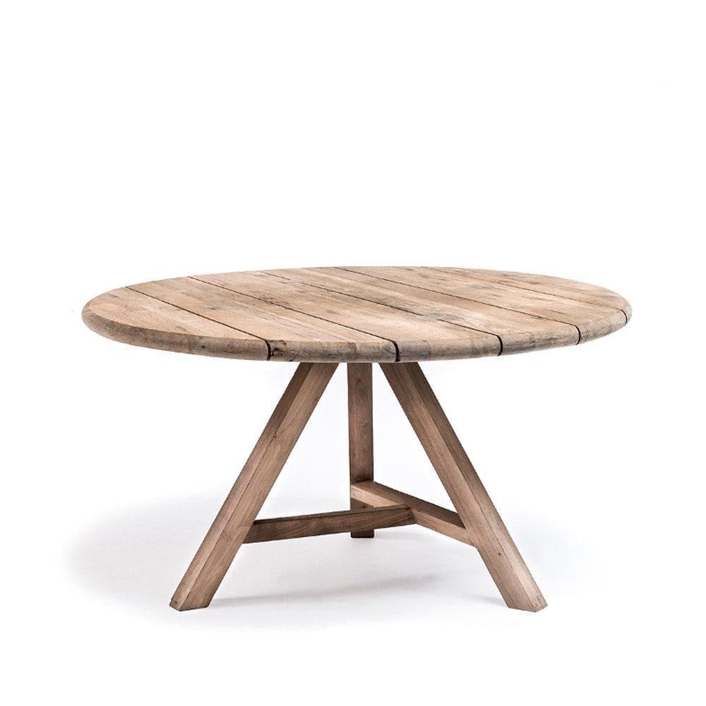 Esstisch ANTON Ø120 cm von Gommaire – runder Outdoor-Esstisch aus recyceltem Teakholz, kompakt, wetterfest und ideal für Terrasse oder Balkon