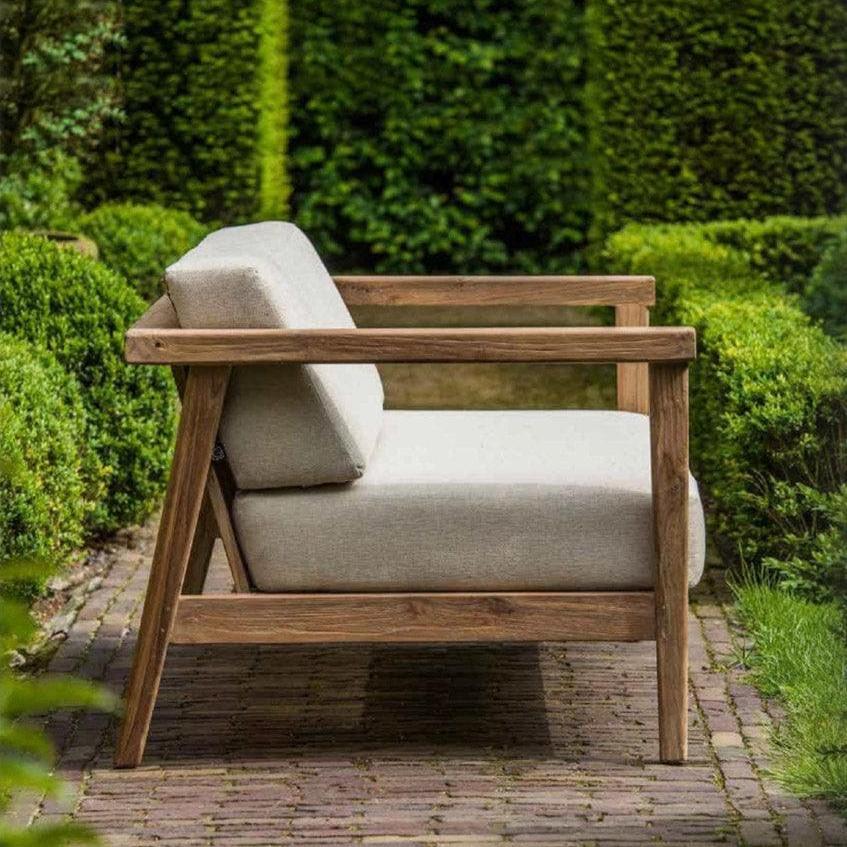COPENHAGUE 2-Sitzer Sofa als Teil eines Lounge-Sets von Gommaire – Outdoor-Sitzgruppe aus Teakholz mit wetterfesten Polstern für stilvolle Gartenmöbel