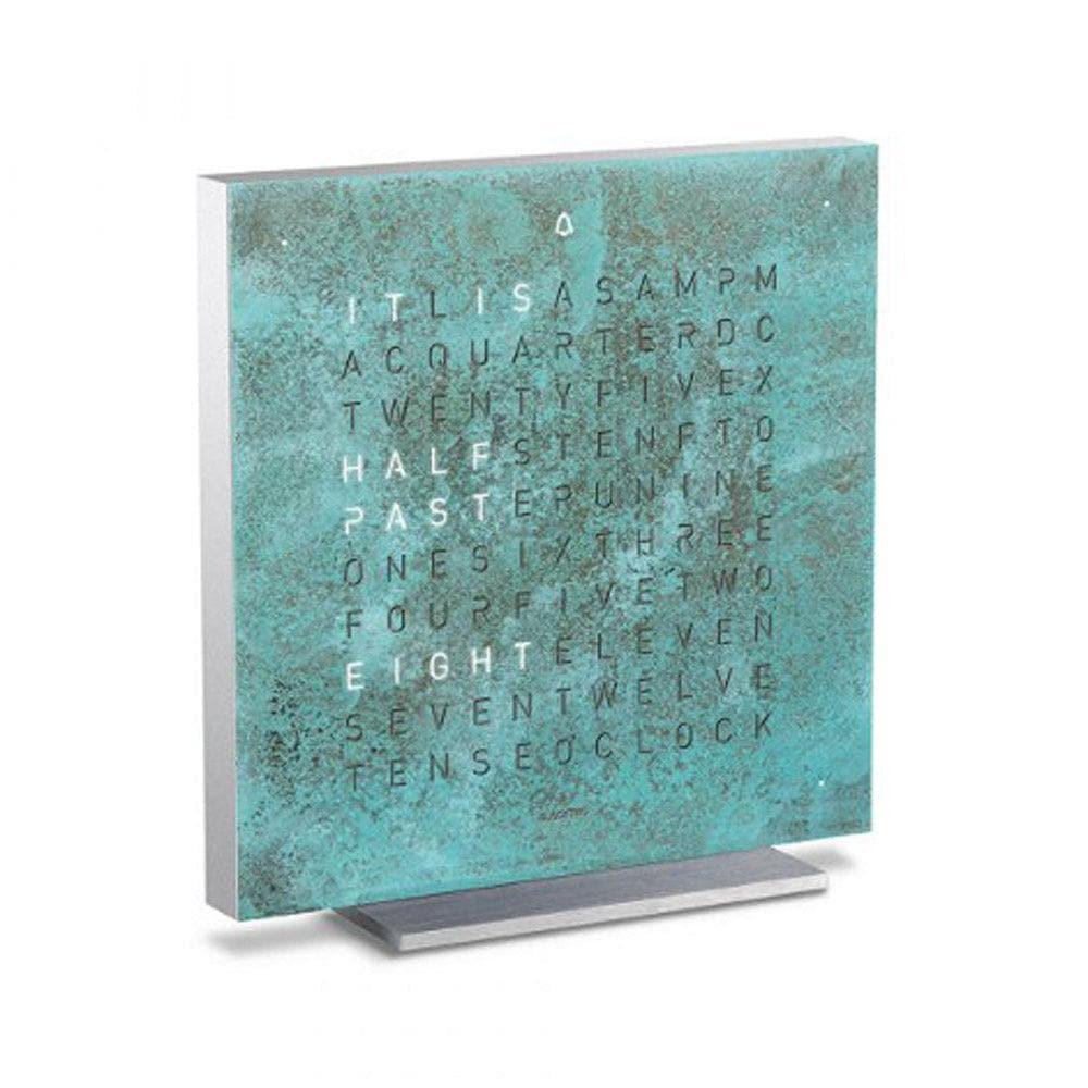 QLOCKTWO EARTH 13.5 Vintage Copper – side view of the designer table clock with aged copper finish from the Creator’s Edition